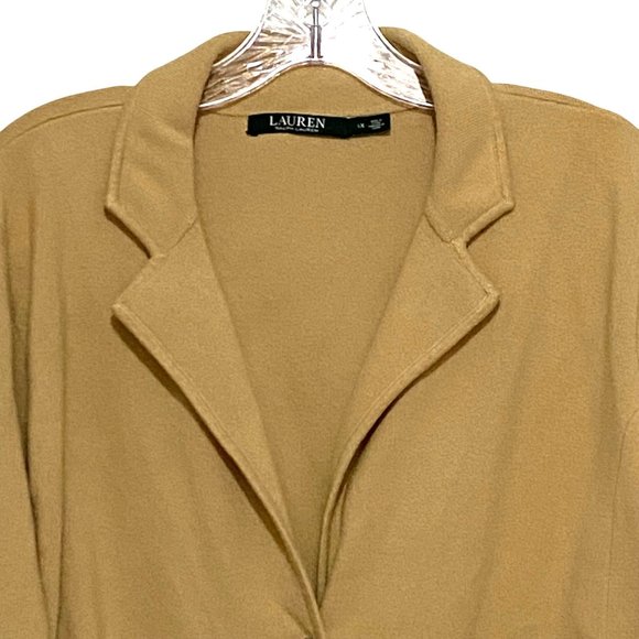 Lauren Ralph Lauren Blazer Womens 1X Beige Jacket Preppy Old Money Equestrian - Picture 2 of 5
